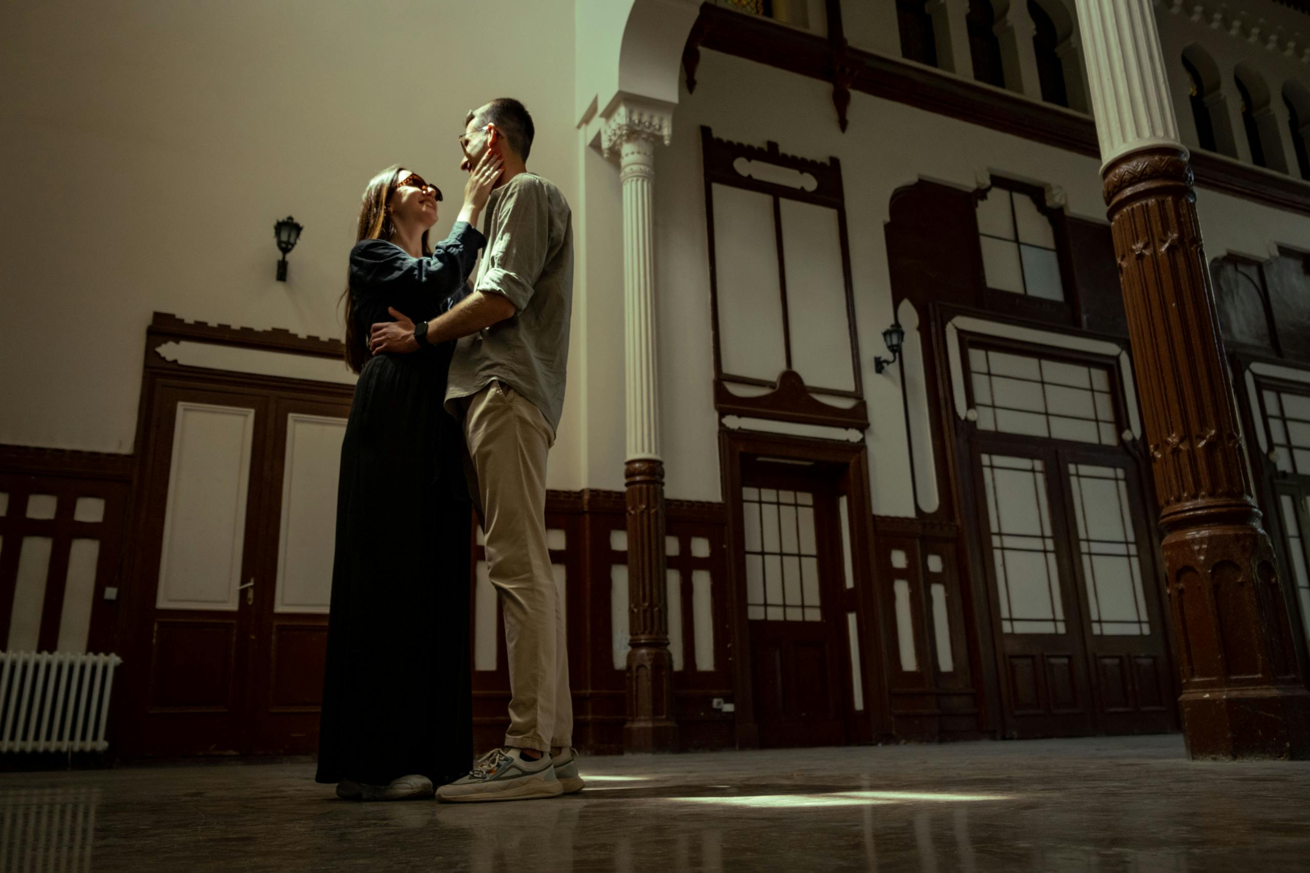 Couple Hugging at Museum